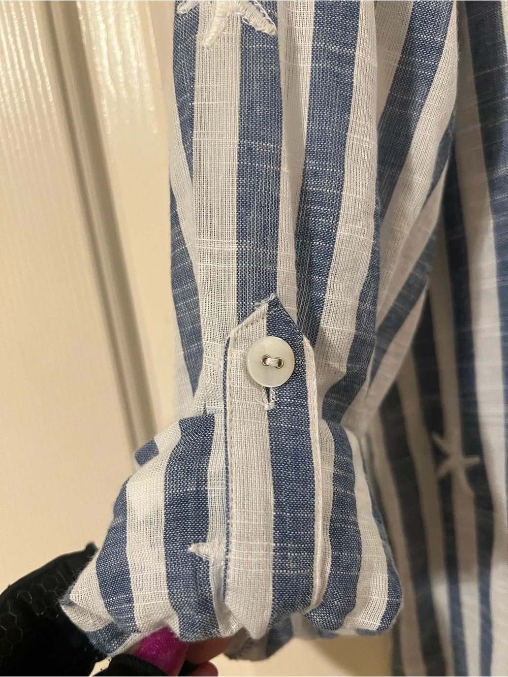 NWOT Dotti Striped Starfish Embroidered Swim Coverup Shirtdress Size Medium